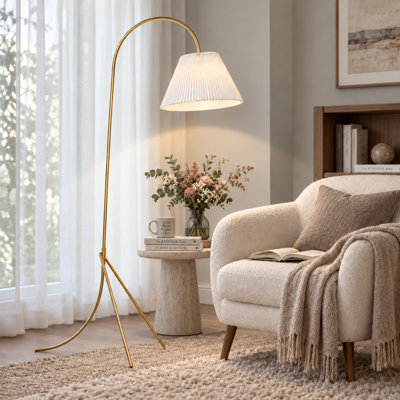 73" Linen Floor Lamp