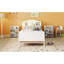 White Twin Metal Bed Frame With Led , Upholstered Headboard, And Low - Profile Style, Ideal For ' Sleep Zone Size Adjustable Lights, Guardrails, Pull Out Storage, Rooms