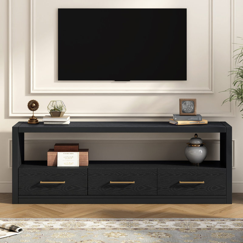 Zechariah Stylish Storage TV Stand, Black
