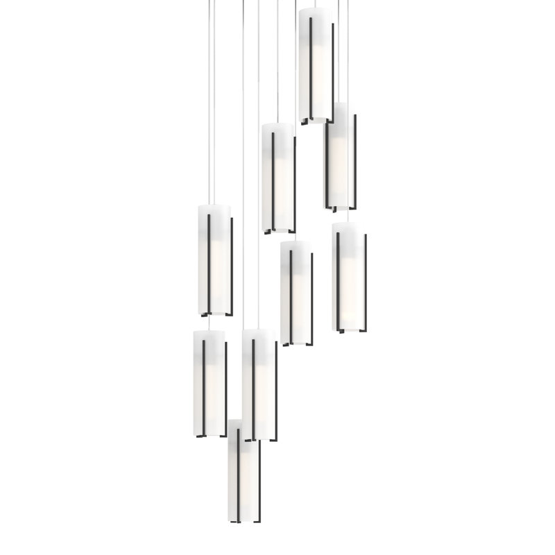 Exos 9 - Light Cylinder Pendant, Opal, Black, 13" - 130"