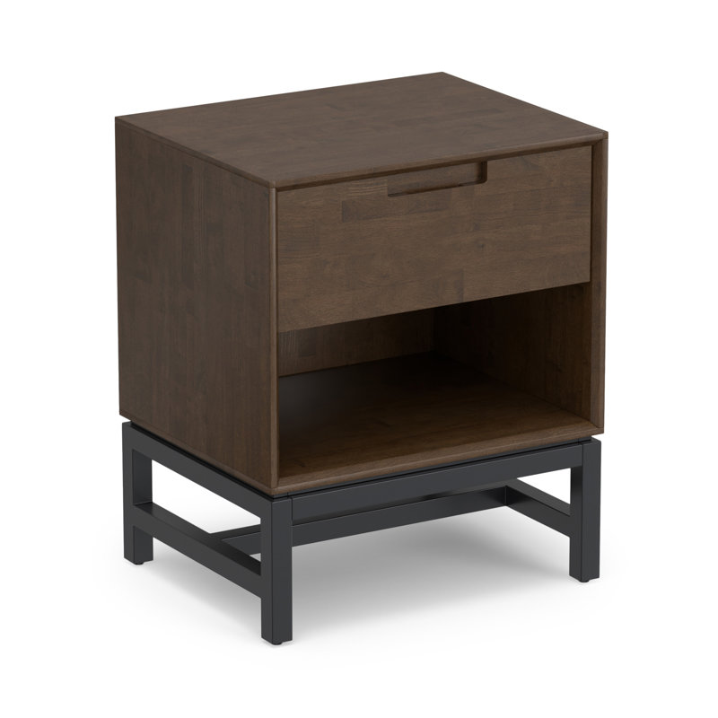 Table de chevet Mid-Century en bois massif avec tiroir Banting