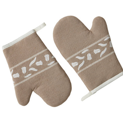 Timeless Tulips Oven Mitt - Set of 2 - White