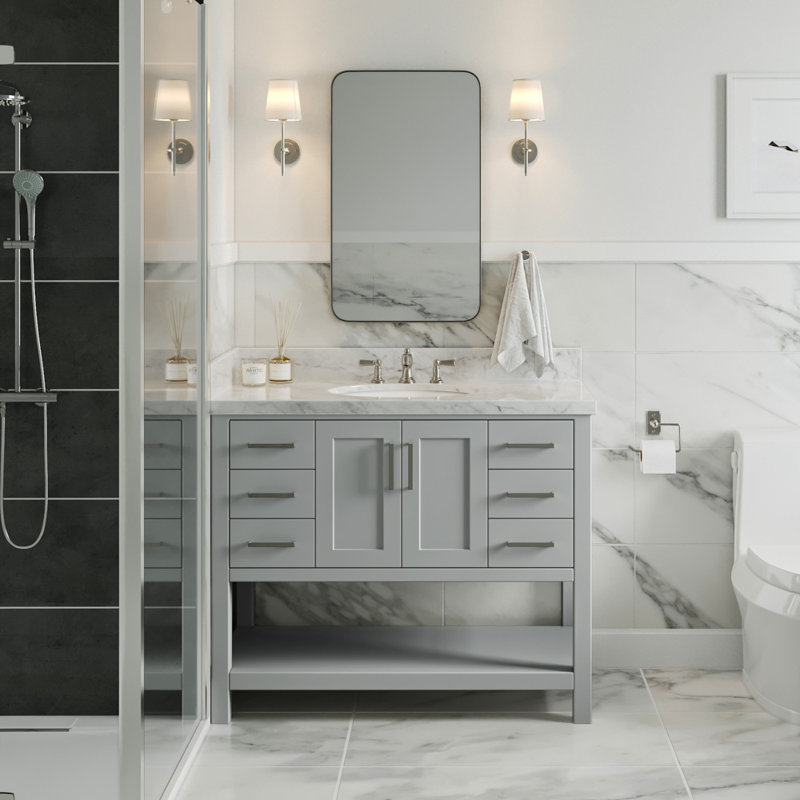42'' W Single Bathroom Vanity Base, Gray