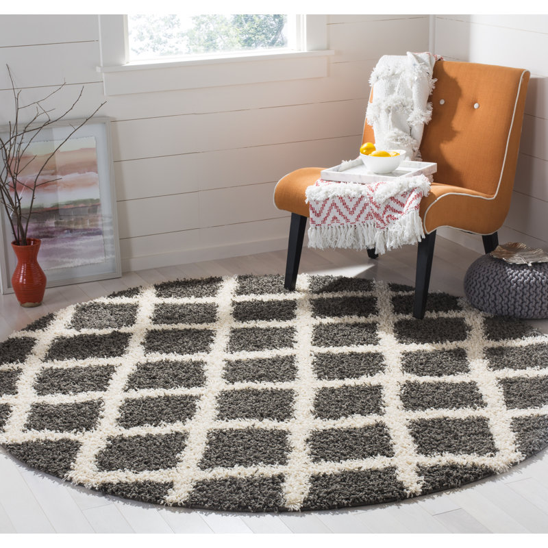 Skyleen Shag Performance Geometric Rug, Round 6'