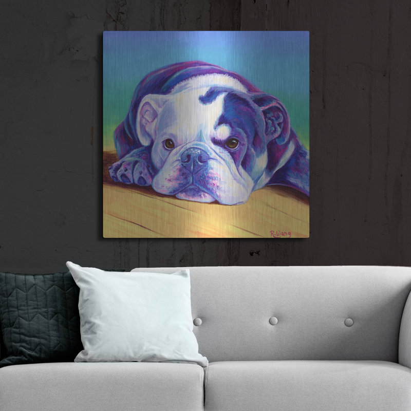 «Sweet English Bulldog» par Rebecca Wang Art, H 36 po x l 36 po