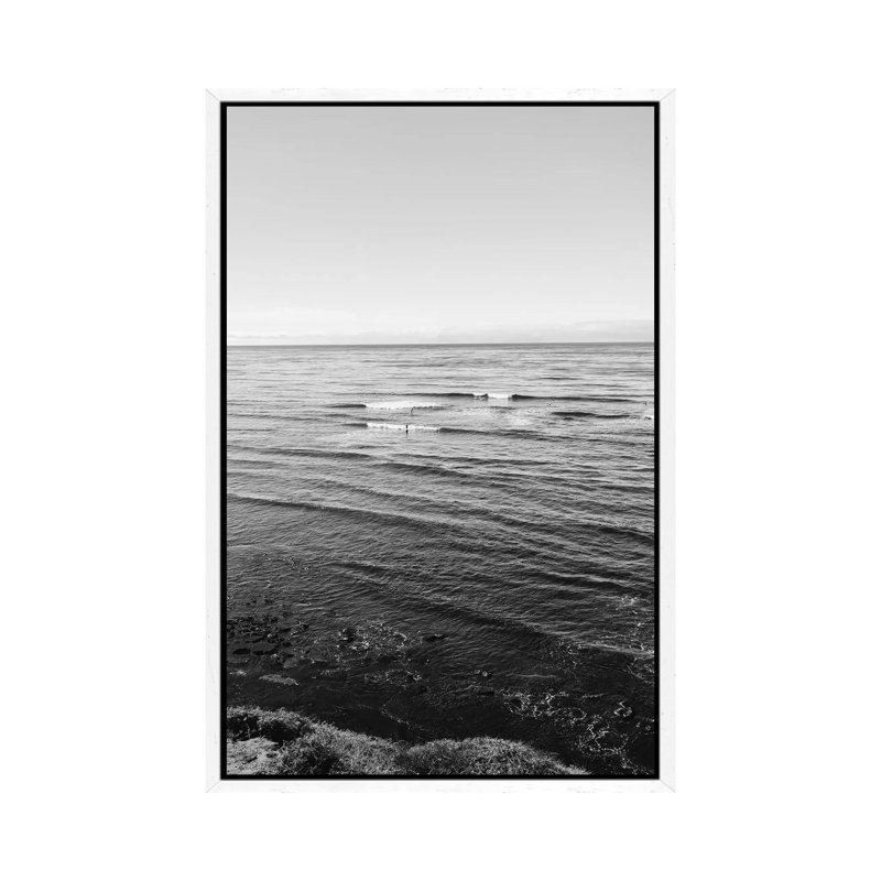 Sunset Cliffs Surfers III by Bethany Young - Print on Canvas, White Framed, 152.4cm H x 101.6cm W x 3.81cm D