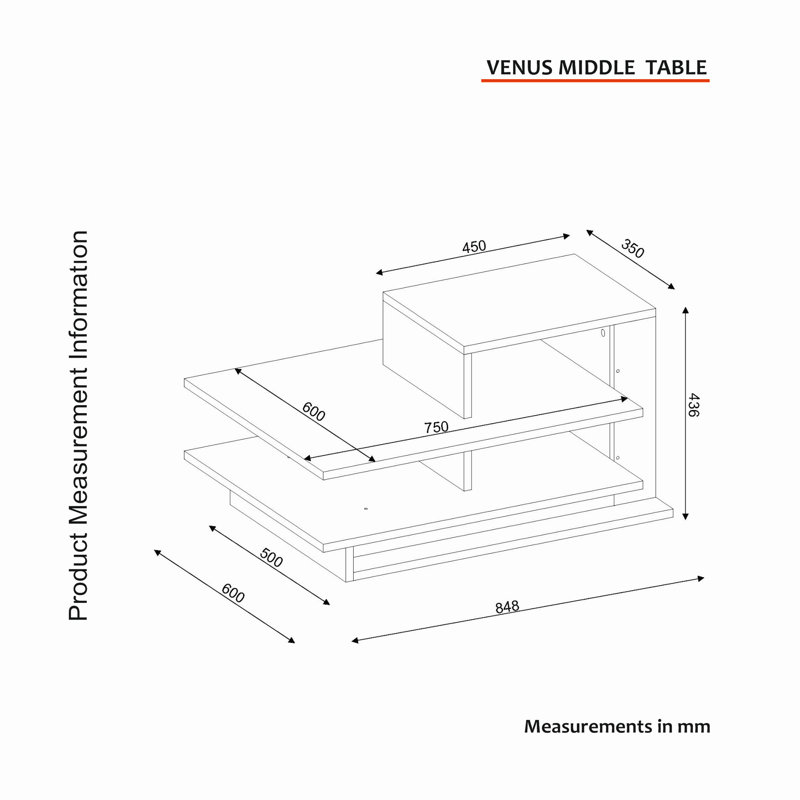 Table basse avec tablette et rangement Tibbie