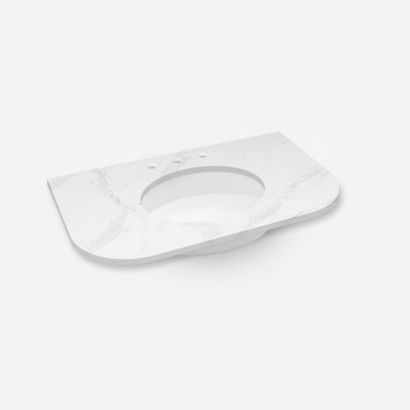 Dessus de meuble-lavabo en pierre de quartz, Or Calacatta éternel