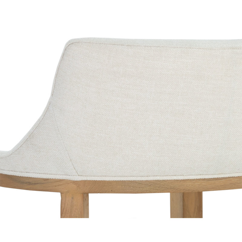 Upholstered Arm Chair, Cream, Natural Wood