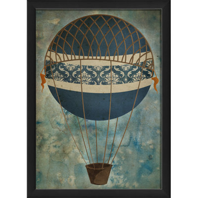 « hot air », impression encadrée de bleu