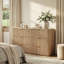 Buffet 6 tiroirs avec commode cannelée avec plateau en faux marbre et commode moderne