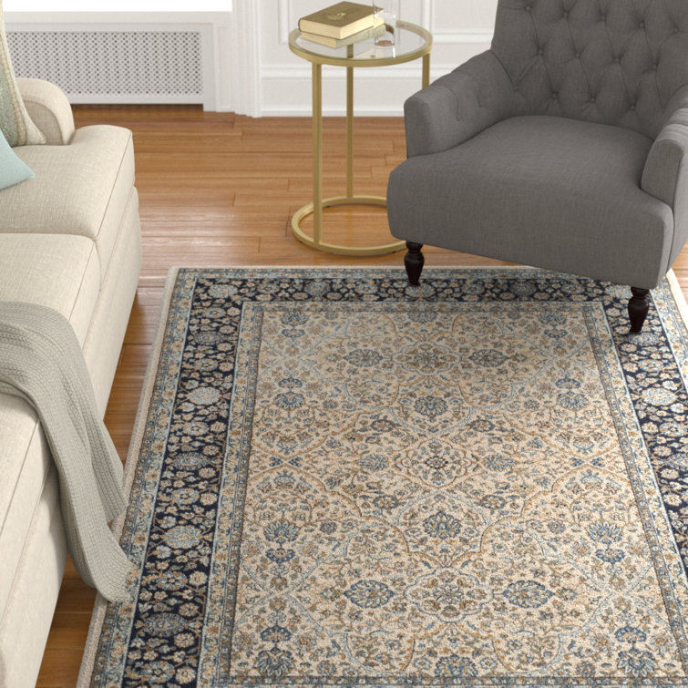 Godolphin Viscose Oriental Rug in Ivory/Navy