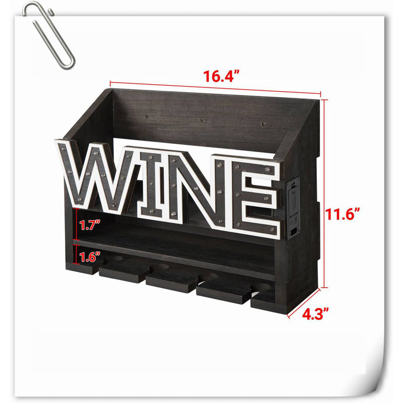 Support mural pour 5 bouteilles de vin et verre Siane