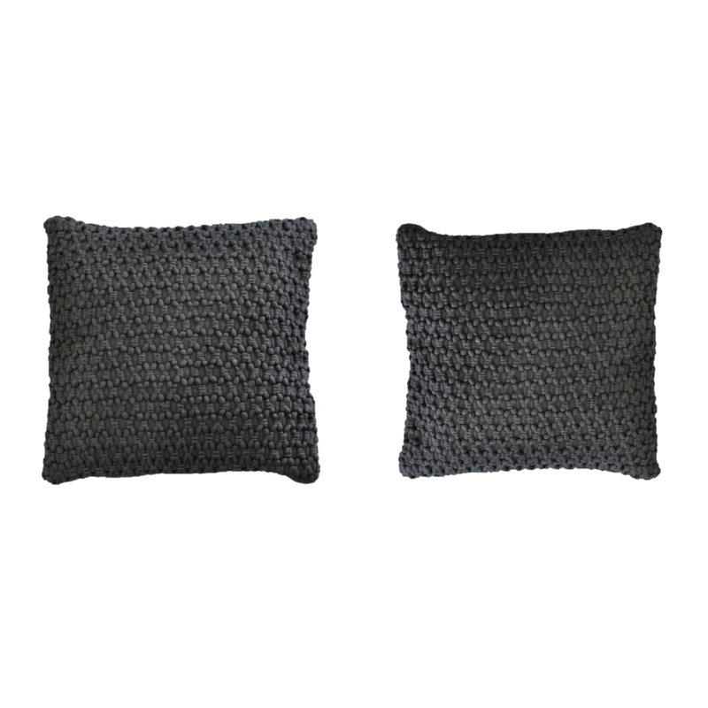 Housse de coussin diamant tressé carré, Gris