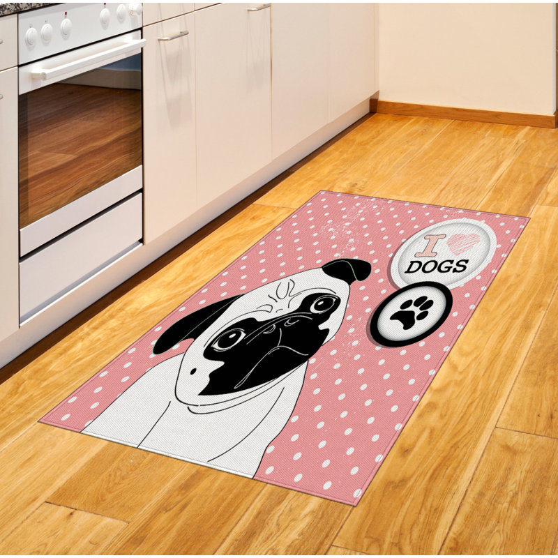 Tapis décoratif à longs fils en fibre de polyester à haute densité Pug, Rectangle 2 pi 7 po x 5 pi