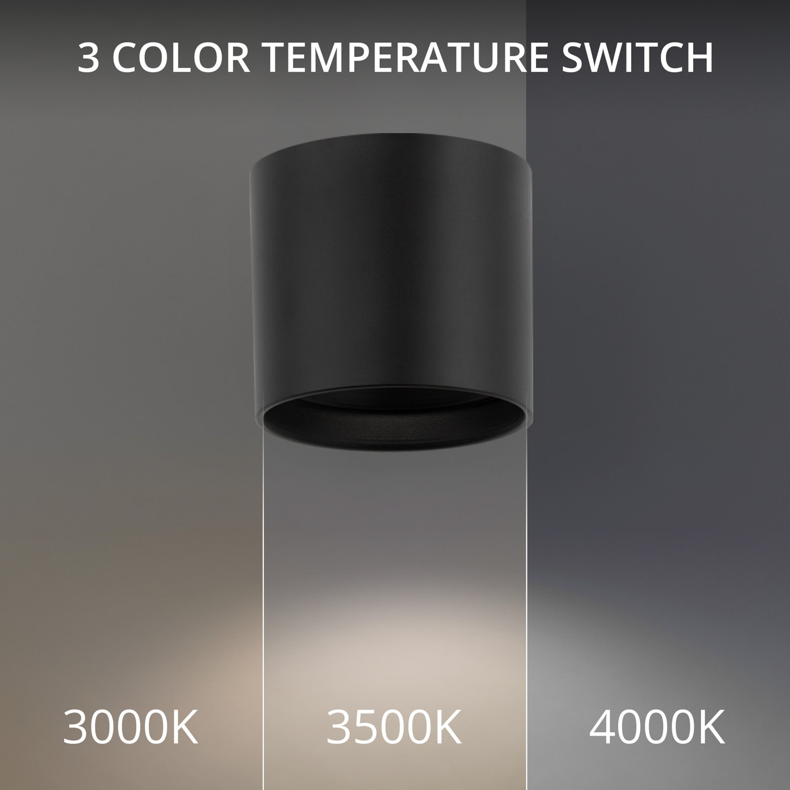 Squat Cylinder LED Outdoor Flush Mount, Black, 3000K