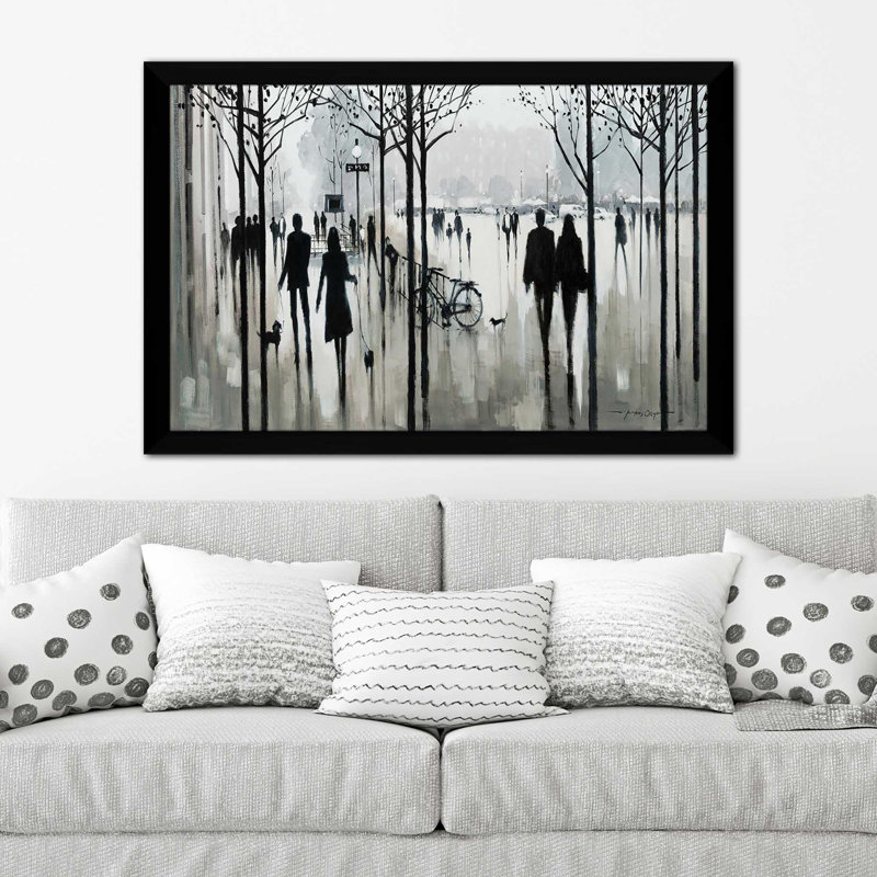 Morning Paris par - Peinture, Cadre noir, H 27,5 po x l 39,5 po x P 0,75 po