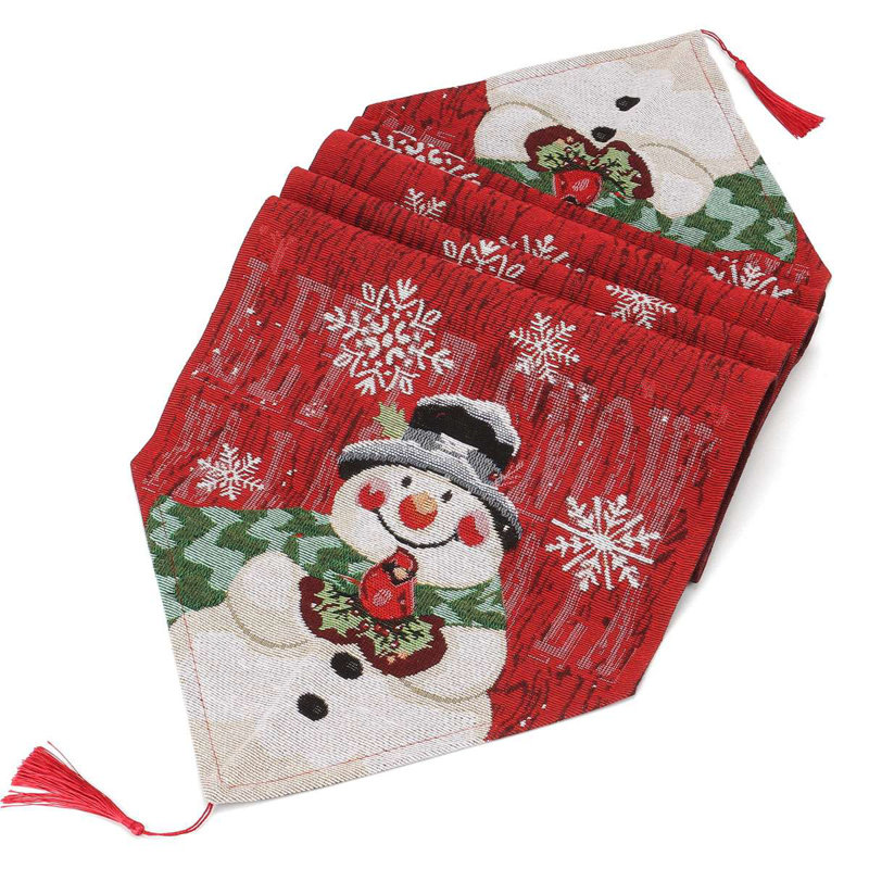 Jeani Rectangle Geometric Christmas Linen Table Runner