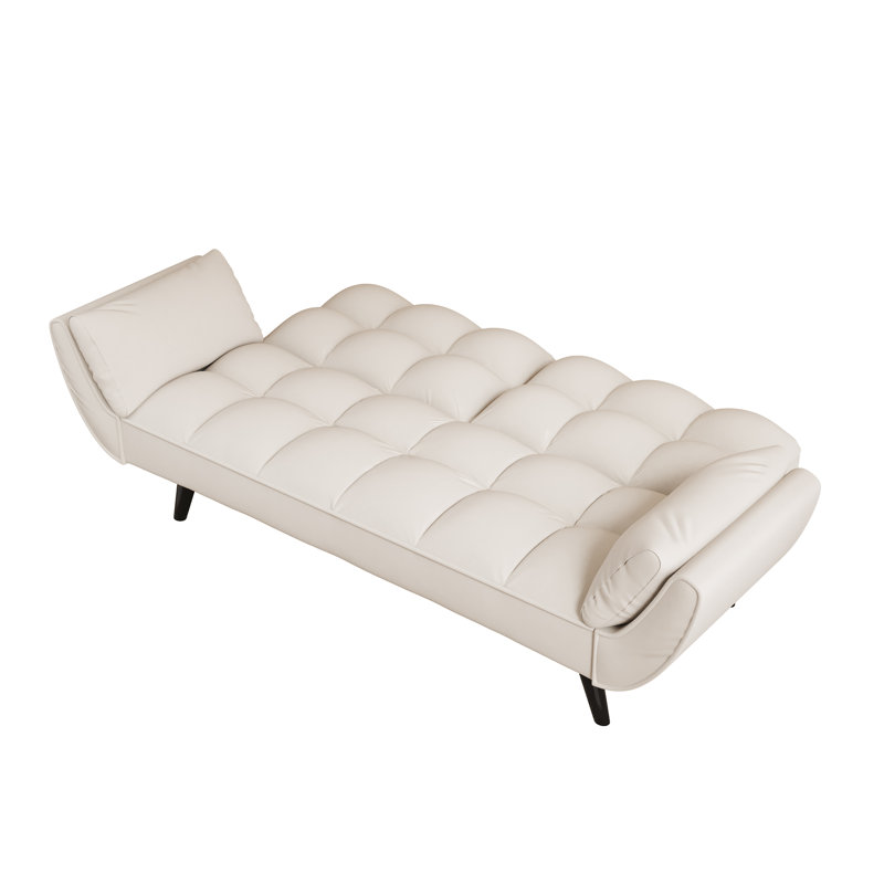 74 Inch Beige Sofa Soft Two Armrests Throw Pillow Pillow Comfortable Fit Apartment Bedroom Small Space, Beige