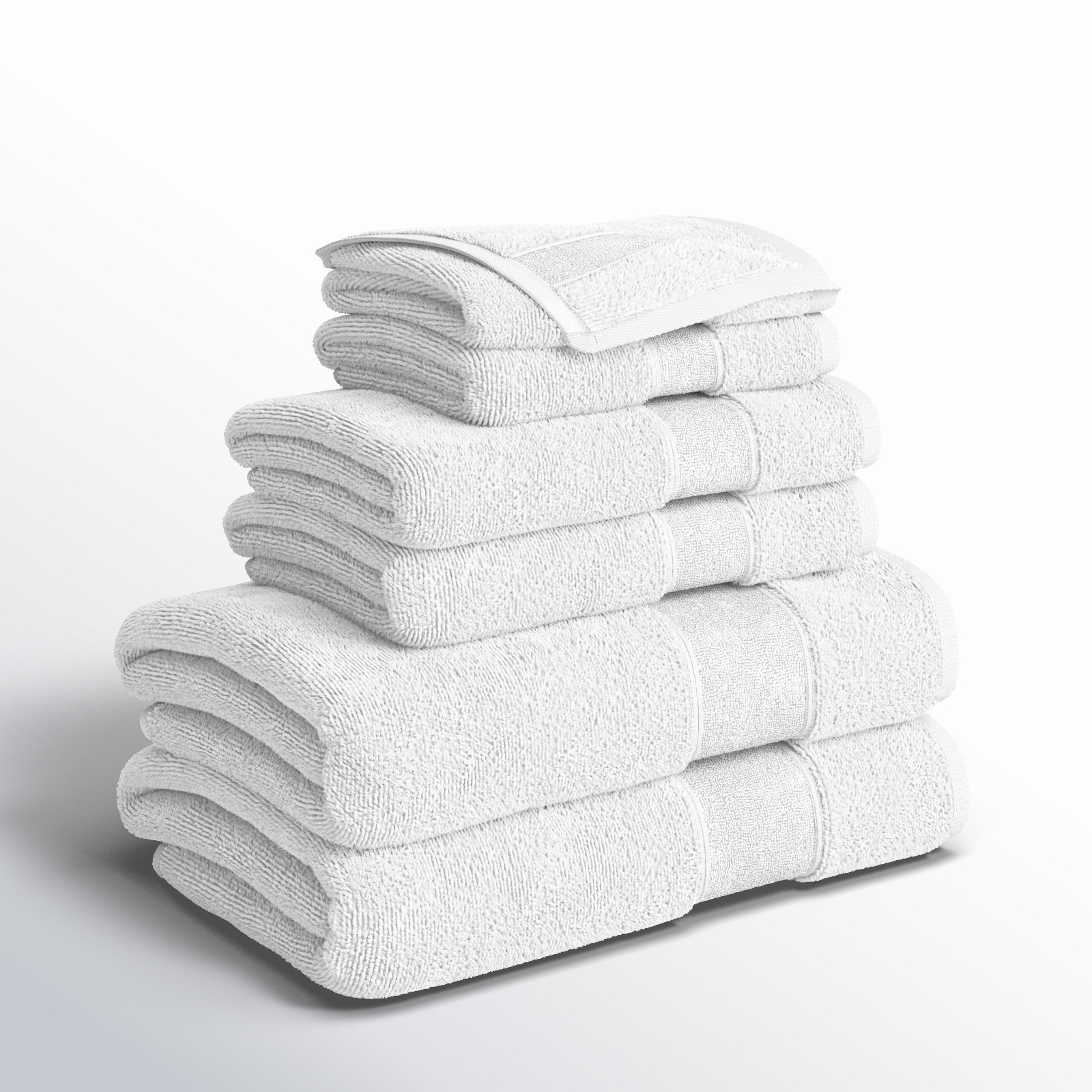 Bidle 6-Piece Turkish Cotton Towel Set, White
