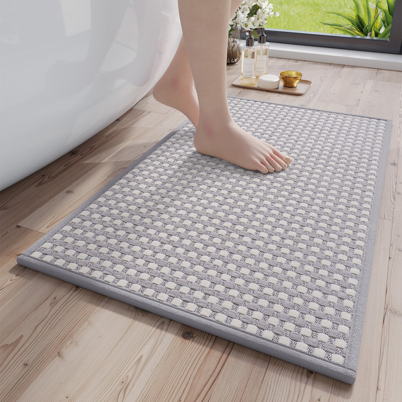 Tapis de salle de bain gris texturé, L 20 po x L 20 po ne s'applique pas