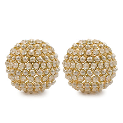 Facetas 3 "cristal doré et sphère perle - ensemble de 2 