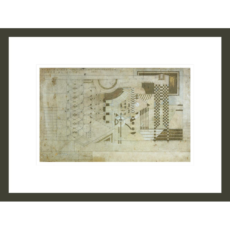 Imperial Hotel (démonté). «Tokyo Japon» par Frank Lloyd Wright - impression giclée encadrée, H 12,6 po x l 16,75 po