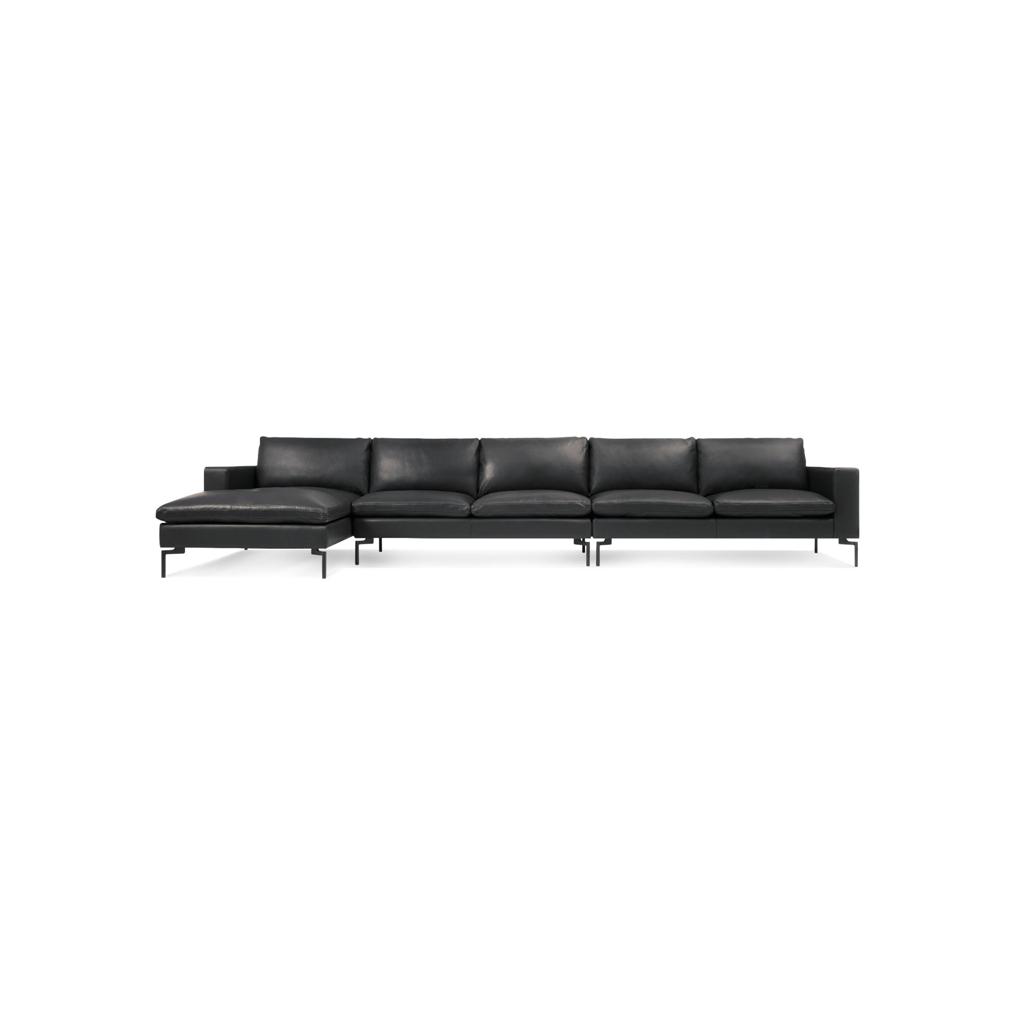 New Standard Upholstered Chaise L-Sectional, Granite Leather, Left Hand Facing