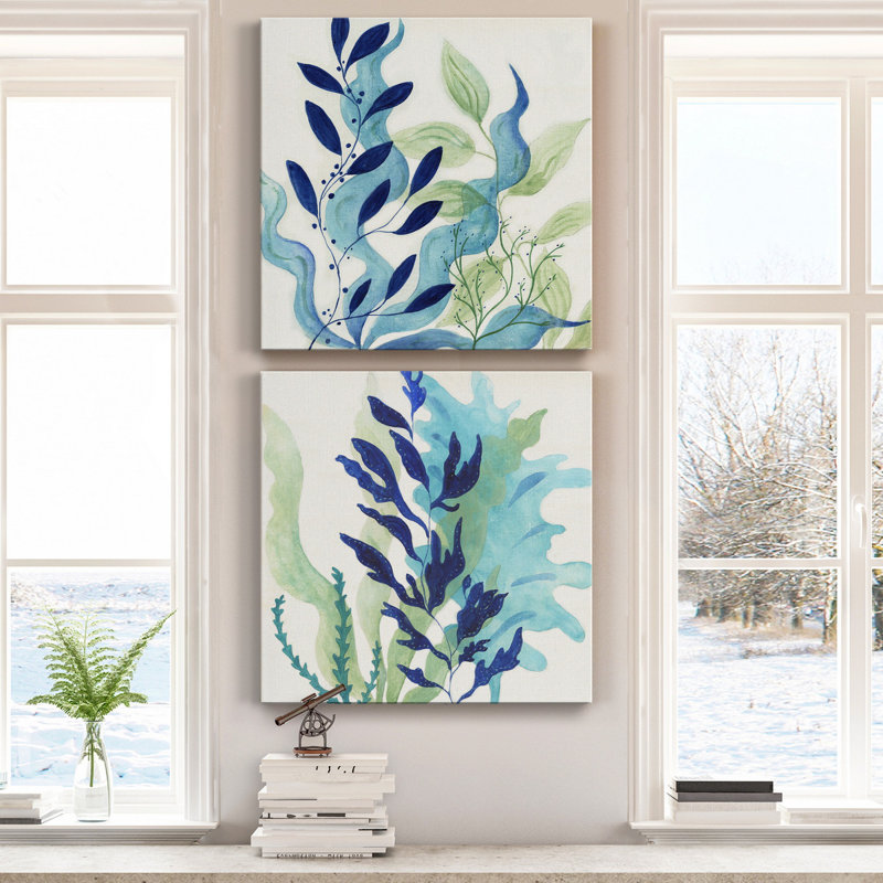 Pamila corail - ensemble de 2 reproductions d'art sur toile tendue, H 16 po x l 32 po x P 1 po