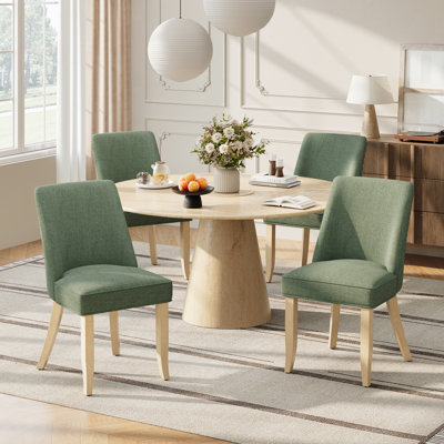 Modern High Back Fabric Upholstered Parsons Dining Chair with Solid Wood Legs