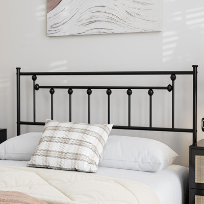 Metal Full Size Headboard, Adjustable Height, Full Headboard Only for Bedroom, Rustic Farmhouse Style, Attach Frame, Easy Assembly, Black
