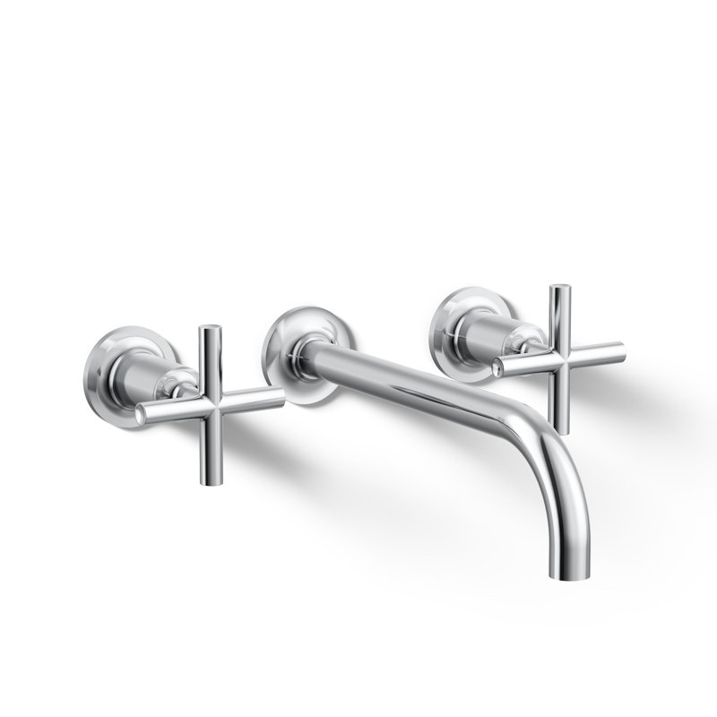 Purist Wall Mounted Bathroom Faucet, Cross Handle, Polished Chrome