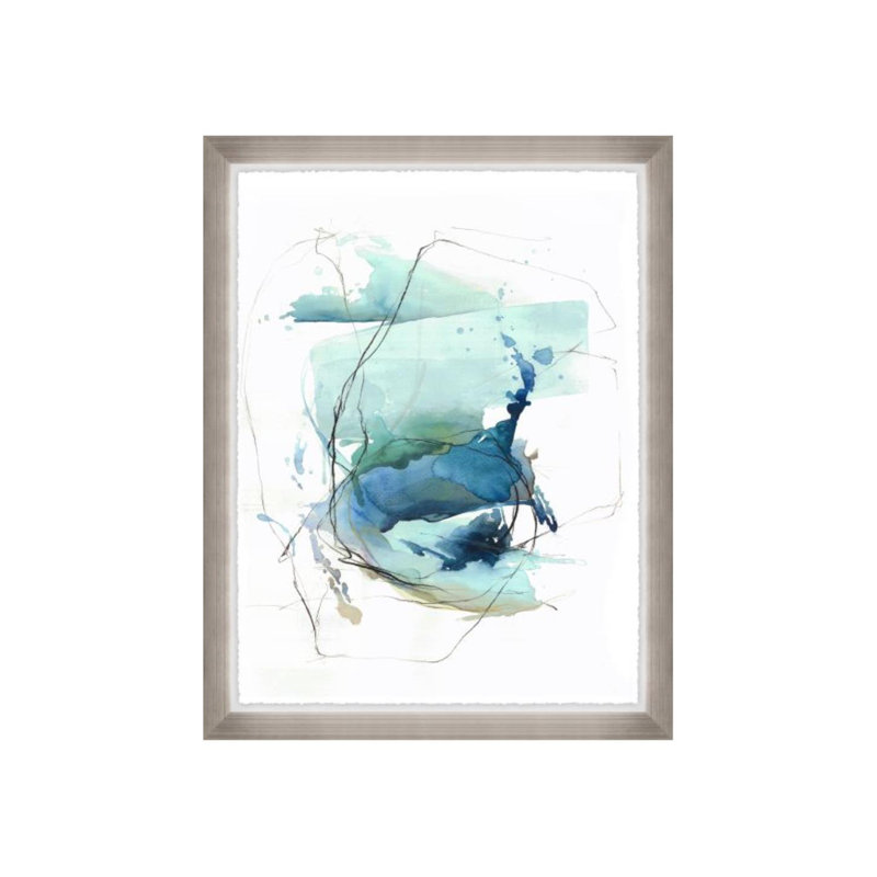 Océan voix IV par L. Bodine - peinture sur toile encadrée, Couche de verre, H 32 po x l 24 po x 1,5 po