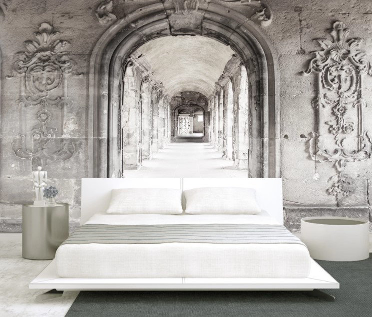 Papier peint gris architectural, L 27,96 po x l 39 po