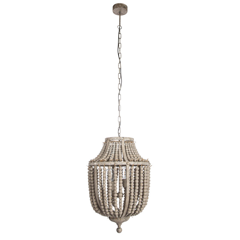 Julice Draped Wood Bead Chandelier, Gray
