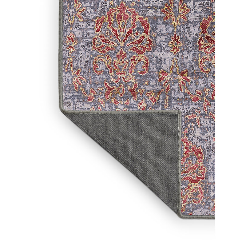 Tapis floral gris / ivoire / orange, Rectangle 8 pi x 10 pi