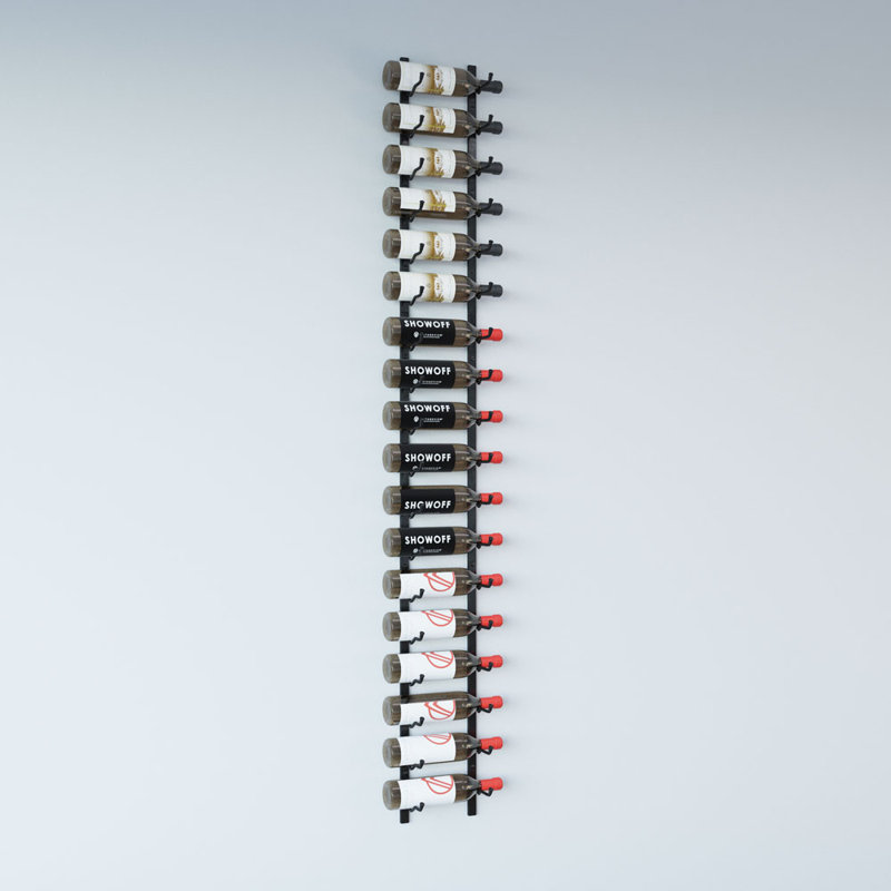18 Bottle Wall Mounted Wine Bottle Rack, Matte Black