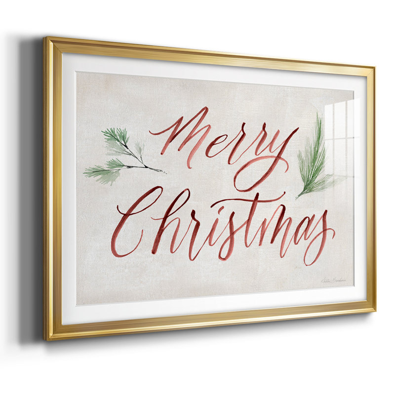 Merry Christmas, art textuel encadré sur papier, Or, H 19 po x l 27 po x P 1,5 po