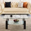 Table basse rectangulaire en verre avec plateau transparent trempé et tablette à deux niveaux, centre de table moderne pour le salon