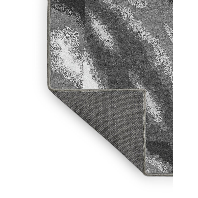 Tapis gris abstrait en laine et polyester tissé à la machine Camaran