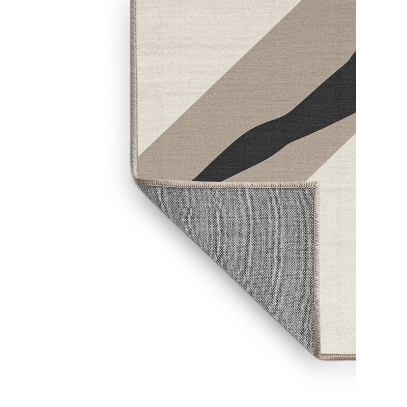 Machine Washable Takengon Yoga Warrior Pose Minimalist Rug in Beige – Beige Binding, 6x9