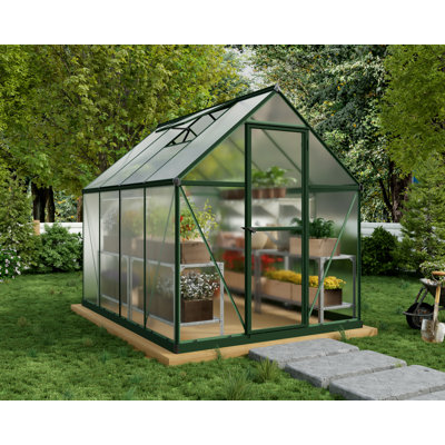 Ensemble de serre en aluminium en polycarbonate à double paroi avec passe-toit Palram - l 6 pi x P 8 po Canopia Mythos - vert