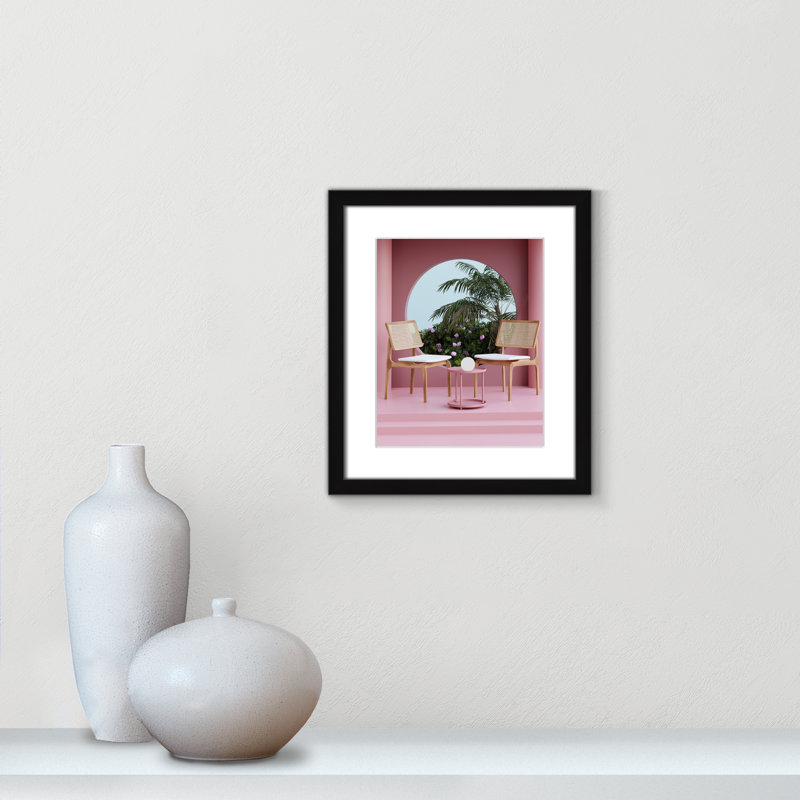 «Pink Tropical Vibes» encadrée par Swati B Print, Papier avec cadre noir, Blanc, H 15 po x l 13 po