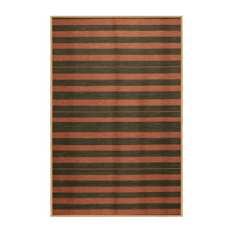 Machine Washable Horizontal Stripes Brown Area Rug, Rectangle 2' x 3'