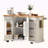 56 Inch Kitchen Island With Rubber Wood Veneer Drop Leaf, Power Outlet, 4 Door Shelves, Embossed Vertical Stripe Rolling Kitchen Cart On 4 Wheels With 6 Deep Drawers For Kitchen, Dining Room-1235679935
