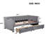 Lit de jour simple confortable avec 2 tiroirs et tiroirs de soutien du dos ergonomiques en tissu texturé gris, aspect sophistiqué-130753985