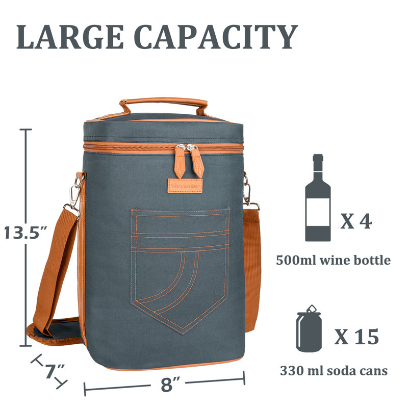 Tirrinia 4 Bottle Wine Carrier, Gray