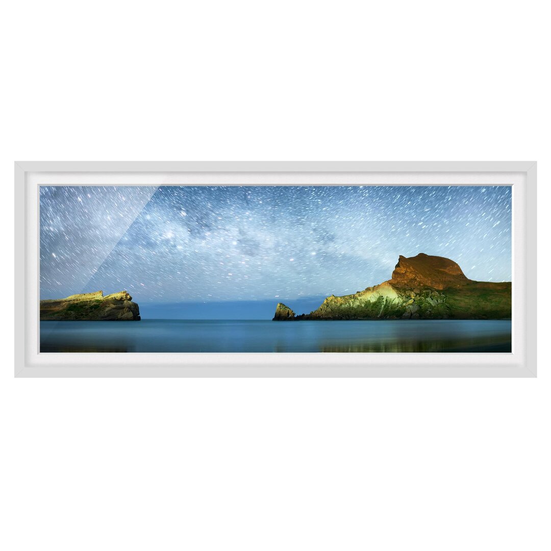 Bild mit Rahmen - Sternenhimmel - Panorama-Landschaft - B