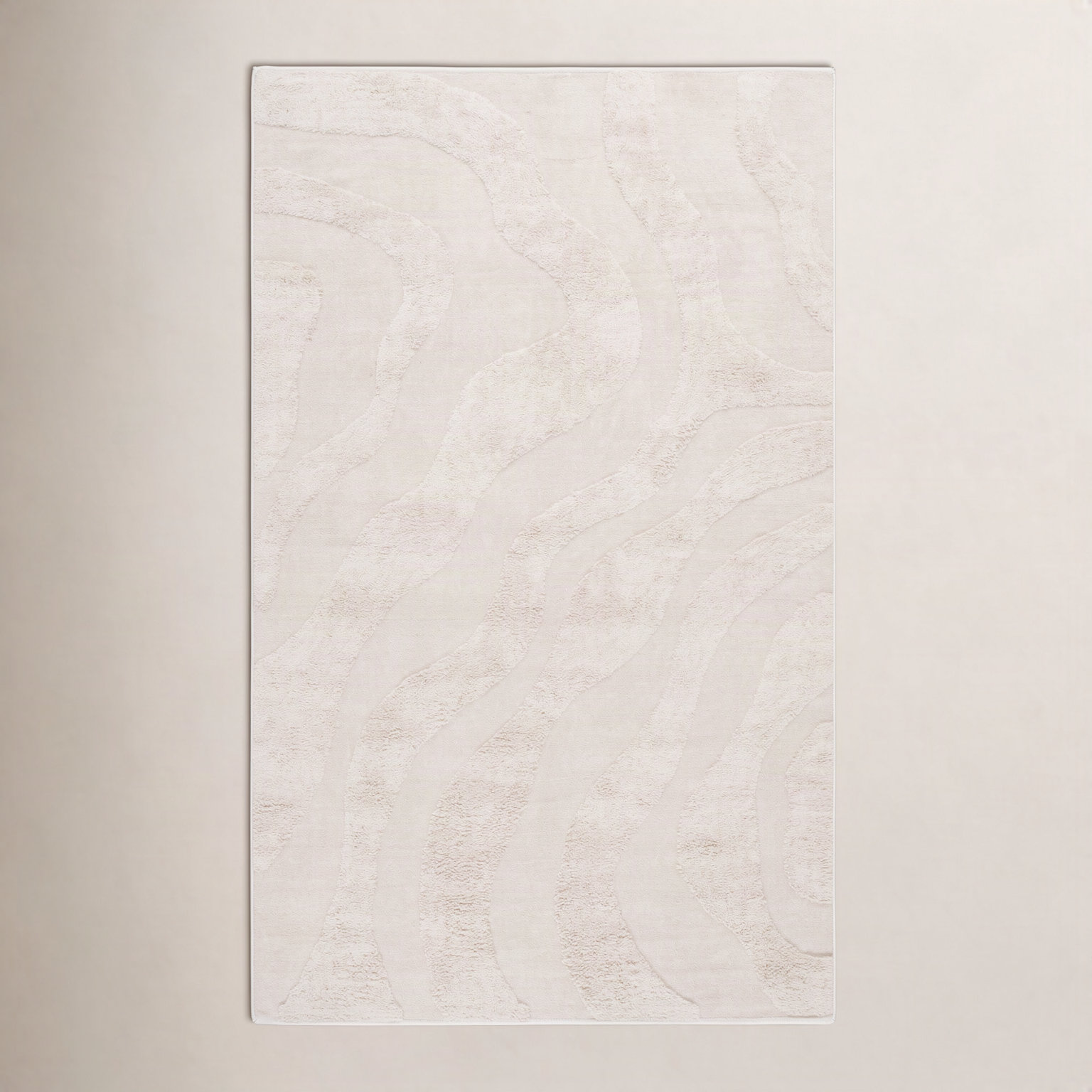 Mozie Ivory Washable Hand-Woven Cotton Rug, Rectangle 5' x 8'