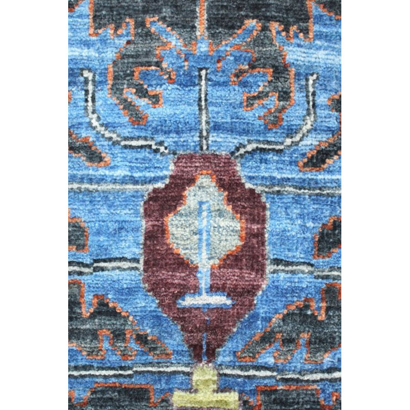 Arabesque Wool Southwestern Area Rug in Gray/Charcoal/Tangerine, Runner 2'8" x 10'8"